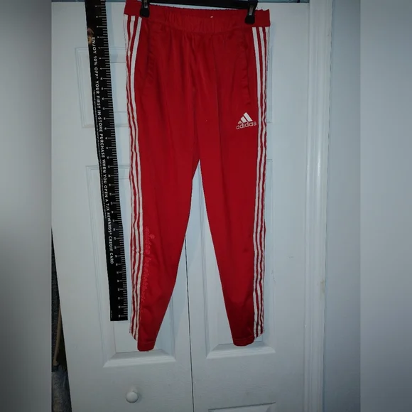 Adidas Ladies Rip Away Tare Away Joggers Classic Rare New Red Track Pants - Picture 3 of 7